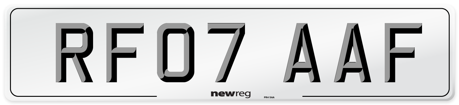 RF07 AAF Number Plate from New Reg